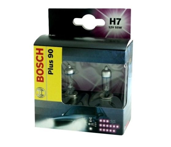 Лампы галогеновые Bosch Plus 90 H7, комплект 2 шт.