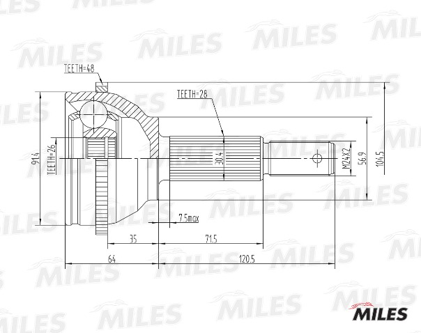 ШРУС наружный Ford Transit 2.0 DI 00-06 +ABS