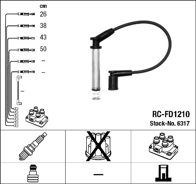 Провода высоковольтные Ford Fiesta 1.3 01- RC-FD1210