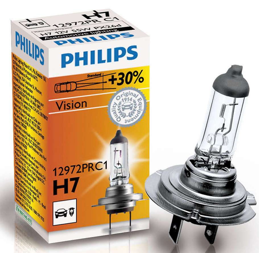Лампа галогеновая Philips Vision +30%, H7