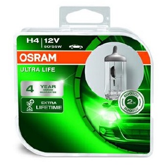 Лампы галогеновые Osram Ultra Life H4, комплект 2 шт.