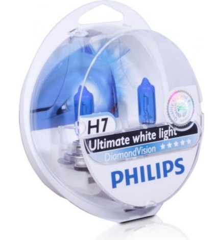 Лампы автомобильные Philips Diamond Vision 5000K H7 комплект 2 шт.